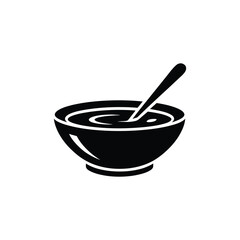 Soup Bowl Silhouette with Spoon in Transparent Background Design