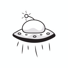 Futuristic Encounter: An illustrative depiction of a classic UFO, soaring with anticipation, creating a sense of mystery and the unknown.