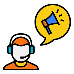 Customer Support Agent with Megaphone Announcement Icon