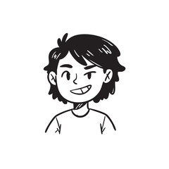 Hand-drawn Illustration Playful Child Avatar Outline