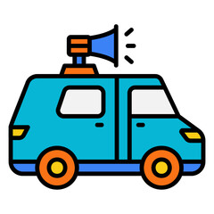 Mobile Broadcast Van with Megaphone on Top