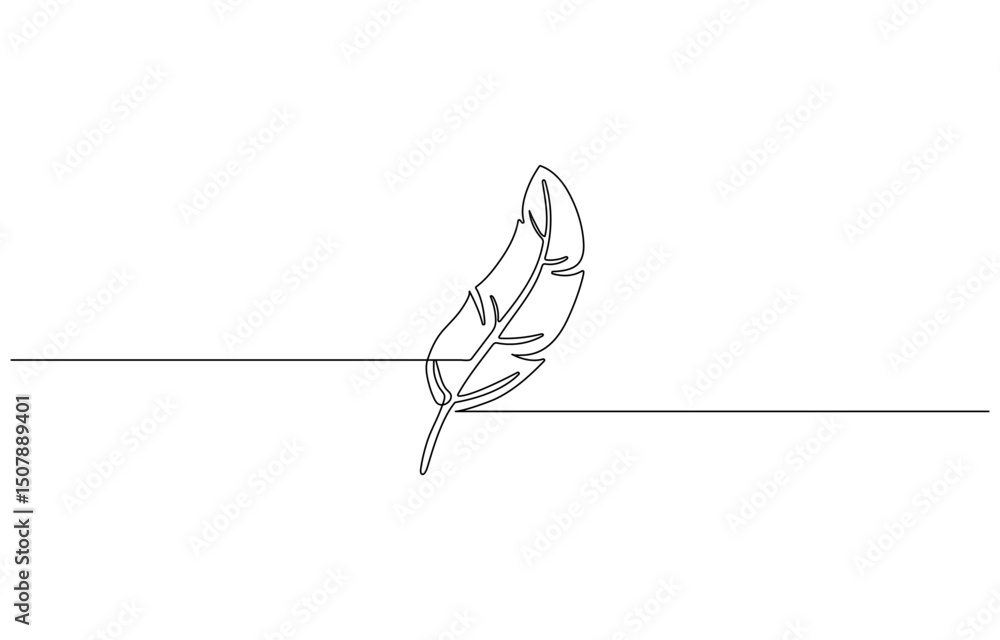 Fototapete continuous line drawing of feather icon, journalist concept line icon with shadow. the vector illust