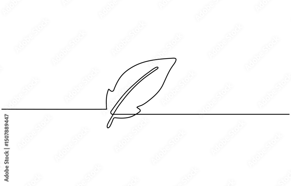 Fototapete continuous line drawing of feather icon, journalist concept line icon with shadow. the vector illust