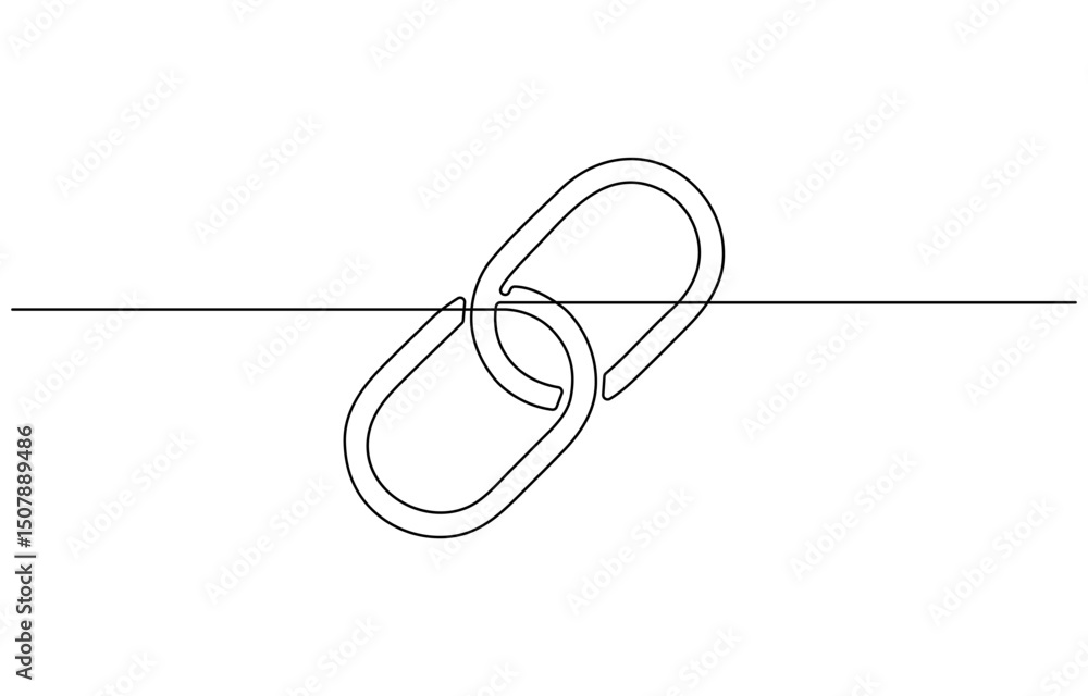 Poster chain link icon continuous one line drawing, vector illustration. chain icon in continuous line draw
