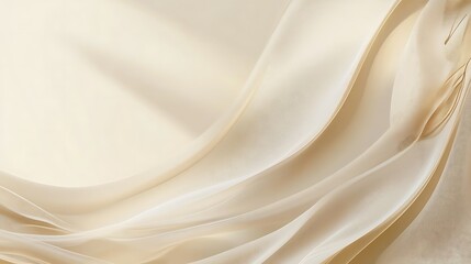 Fototapeta premium Delicate folds of sheer cream-colored fabric.