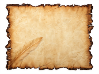 Old parchment paper texture background with feather quill for vintage map or pirate treasure map design 