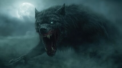 Werewolf's Howl Under a Full Moon