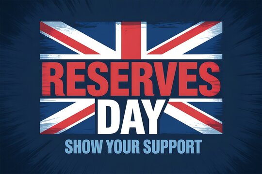 Reserves day graphic with union jack flag and show your support text on blue background