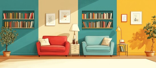 Cozy Reading Nook with Two Armchairs.