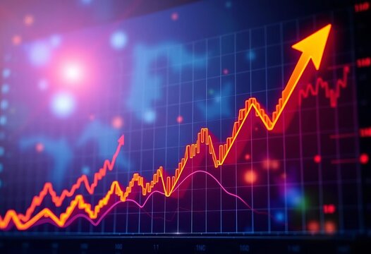 Indian stock market graph soaring, depicting economic growth and bull market,  development,  financial market