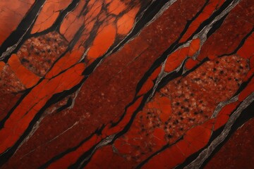 赤色と黒色の模様の大理石の抽象的なクローズアップ