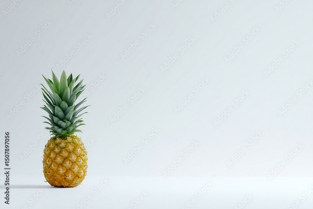 Poster a pineapple is sitting on a white background. the pineapple is the main focus of the image, and it i