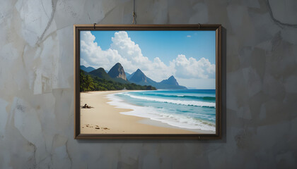 picture frame on the beach