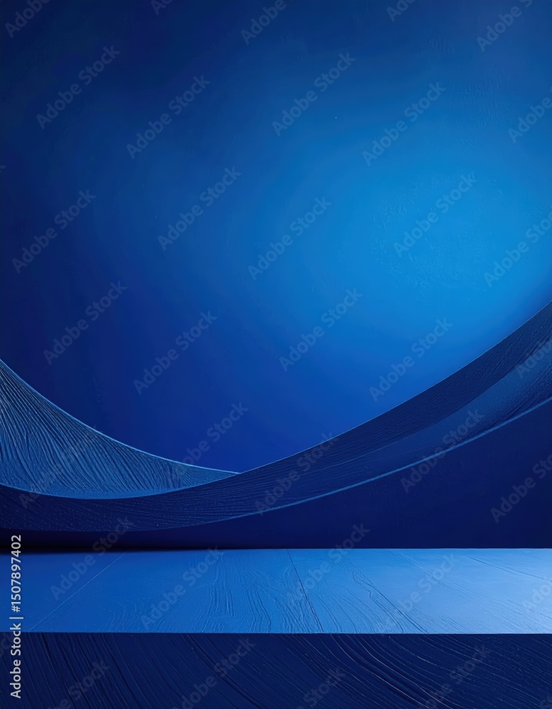 Poster a vibrant blue abstract background featuring dynamic lines and smooth curves, creating a sense of mo