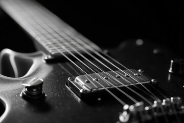 Fototapeta premium Close-up view of a black electric guitar.