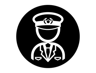 警察官おまわりさんのシンプルな丸いモノクロ白抜きイラストアイコン