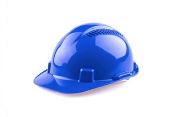 Blue hard hat on white background