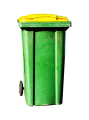 green trash can isolated