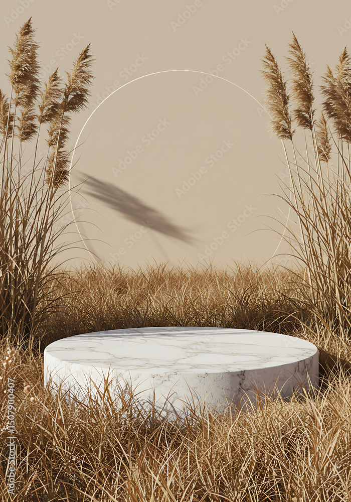 Poster elegant marble podium for product display: a minimalist studio setup features a pristine marble podi