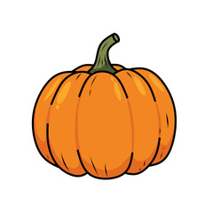 pumpkin illustration with a curved stem. Perfect for autumn, Halloween, Thanksgiving, food packaging, and seasonal decorations