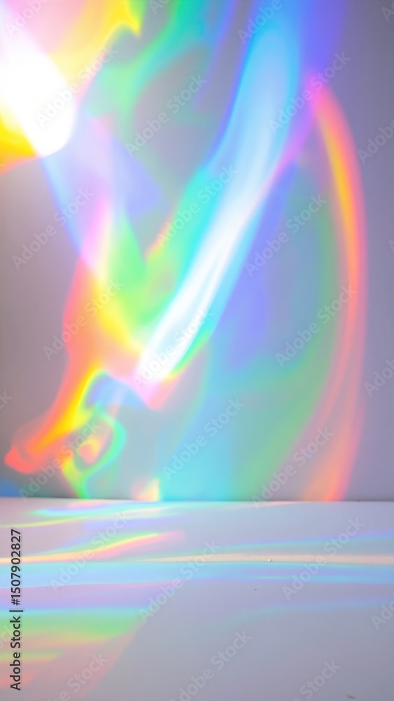Poster a vibrant rainbow-colored light casts a stunning array of hues on the floor, creating a mesmerizing 