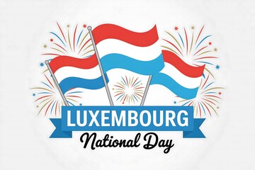 Celebration of luxembourg national day with flags and fireworks on a white background
