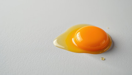 Fresh egg yolk on smooth surface, showcasing its vibrant color and texture, evokes sense of culinary creativity and freshness