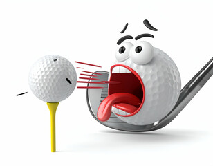 Sneezing Golf Ball A Hilarious 3D Rendered Cartoon Illustration