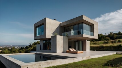 Concrete Modern House with Panoramic Views