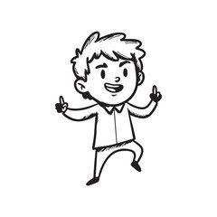 Cheerful Boy Cartoon Outline Illustration  EPS Vector Graphic for Design Projects