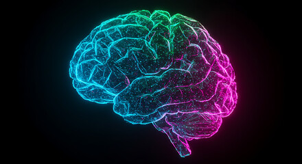 Abstract Neon Brain Glowing Neural Network AI Technology Medical Concept
