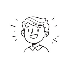 Happy Boy Avatar Outline Free Vector Illustration