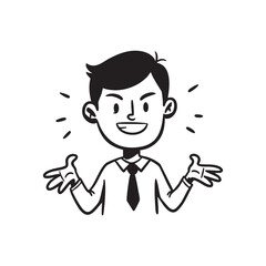 Happy Businessman Cartoon Illustration Outline Vector EPS