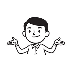 Simple Outline Illustration of a Person Shrugging, Perfect for Avatar or Icon Use
