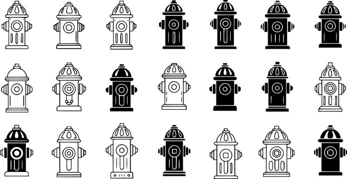 set of fire hydrant vector, vector and illustration, vector style
