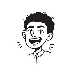 Happy Boy Cartoon Outline Vector Illustration for Profile Picture, Avatar, and Design Projects