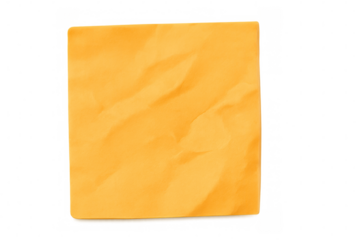 Blank crumpled orange sticky note paper isolated on transparent background, providing copy space for text or design elements