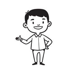 Simple Outline Illustration of a Smiling Boy, Perfect for Avatar or Character Design