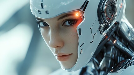 A futuristic AI-powered HR assistant providing real-time feedback to employees 