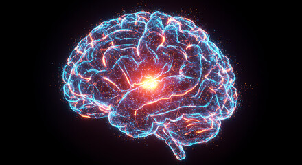 Abstract Glowing Human Brain Neural Network Neuroscience Concept