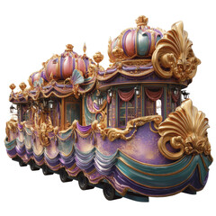 Fototapeta premium Ornate Mardi Gras Parade Float on Green Screen