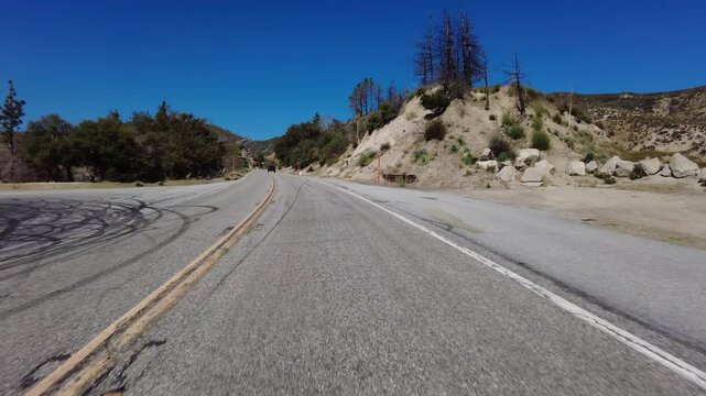 Angeles Crest Highway Summer Eastbound 2 Mt Wilson to Chilao Camp 14 Front View Driving Plate Angeles National Forest California USA