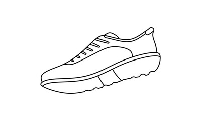 Unisex running shoes in outline icon style, great for blueprints, app interfaces, workout plans, or product specification layouts. Editable vector EPS.