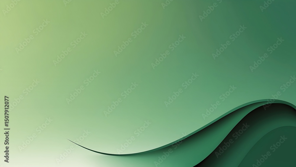 Poster abstract green gradient background with layered wave design and copy space