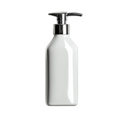 Sleek white pump bottle with metallic dispenser, ideal for dispensing liquid soap, lotion, or shampoo. minimalist design is perfect for modern bathroom or kitchen decor