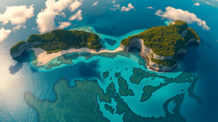 aerial view of tropical island