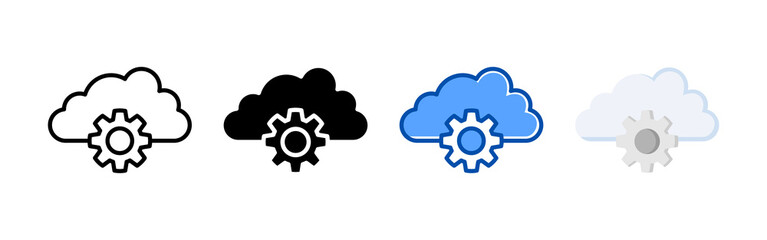 Cloud computing icon set bundle. Multi style icon collection perfect for websites, apps, and presentations. Simple vector icon collection
