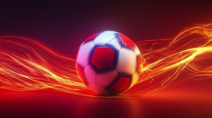 Obraz premium A soccer ball set against a backdrop of fiery energy.