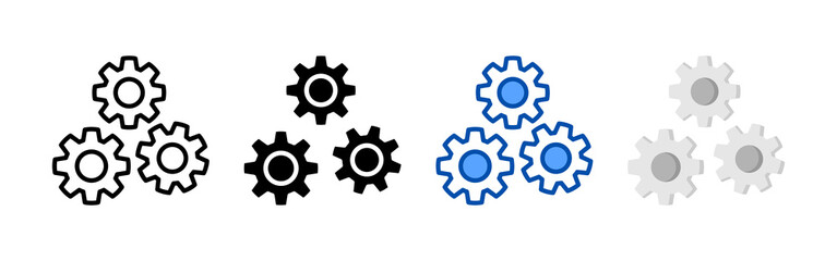 Settings icon set bundle. Multi style icon collection perfect for websites, apps, and presentations. Simple vector icon collection