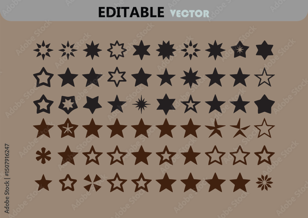 Poster collection of star shapes in vector format for design elements